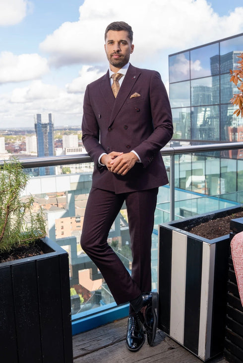 Paul Andrews Regent Wine double breasted suit