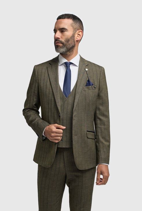 Cavani Damon Sage 3 piece suit with double breasted waistcoat
