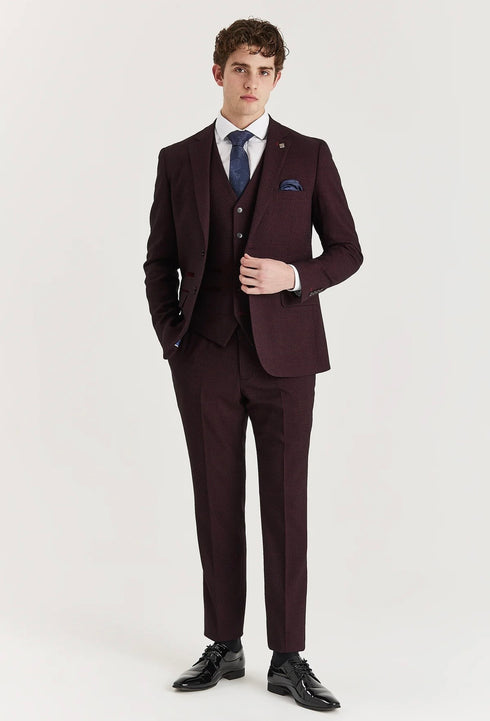 Paul Andrews Regent Wine 3 piece suit