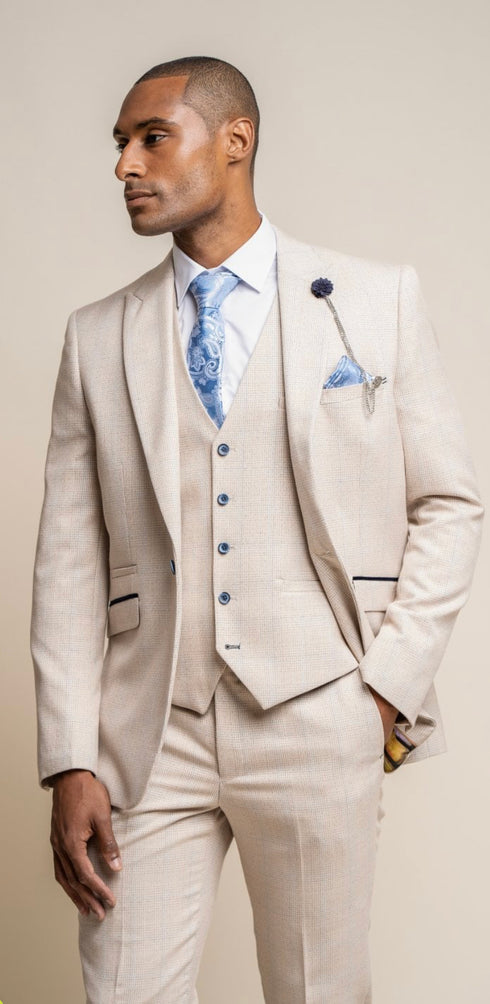 Cavani Caridi beige 3 piece suit