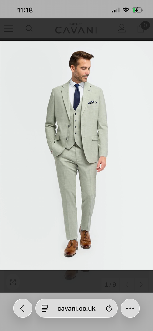 Cavani Camden Sage 3 piece suit