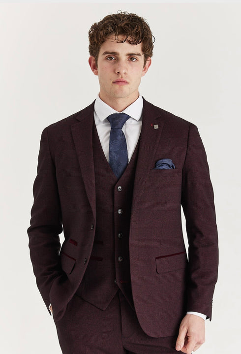 Paul Andrews Regent Wine 3 piece suit