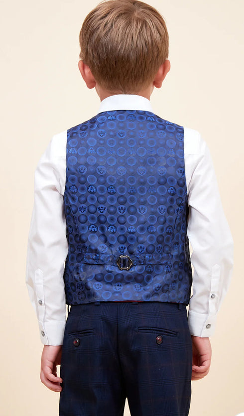 Marc Darcy Edinson Navy wine check kids suit