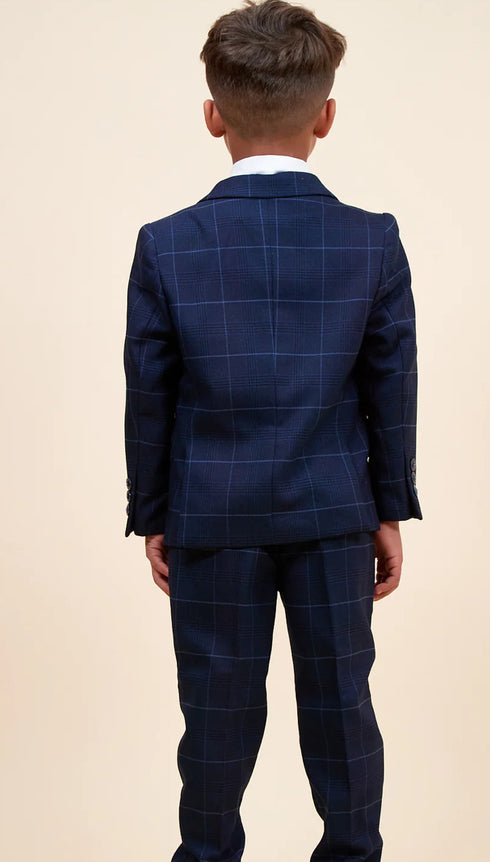 Marc Darcy Edinson navy with blue check kids suit