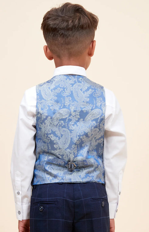 Marc Darcy Edinson navy with blue check kids suit