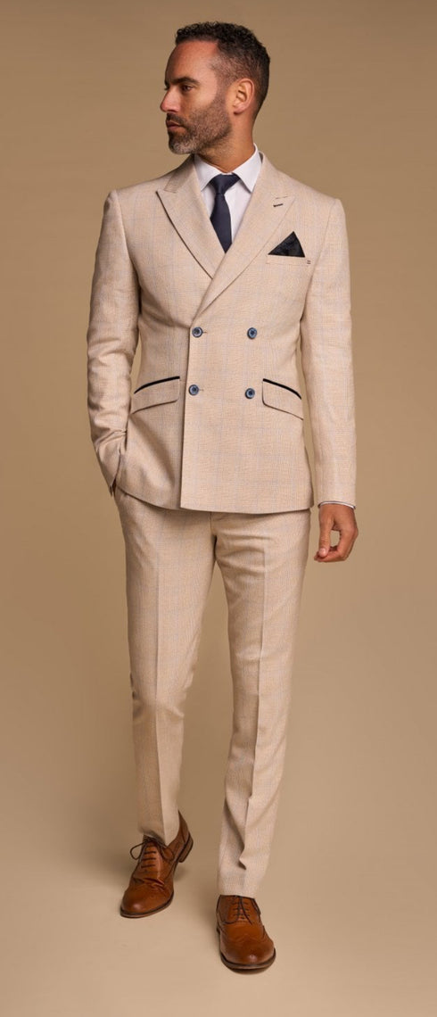 Cavani CARIDI Beige Double Breasted suit