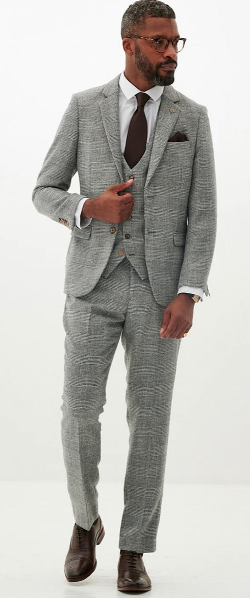 Marc Darcy Kris - Silver Grey Tweed Suit