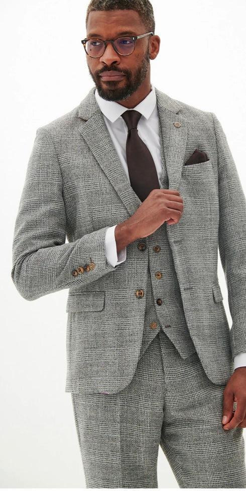 Marc Darcy Kris - Silver Grey Tweed Suit