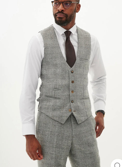 Marc Darcy Kris - Silver Grey Tweed Suit