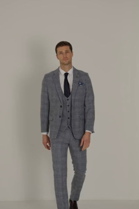 Marc Darcy Kris - Sky Blue Tweed Three Piece Suit