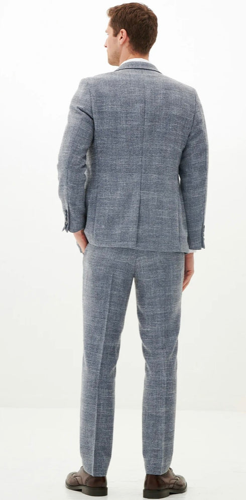 Marc Darcy Kris - Sky Blue Tweed Three Piece Suit