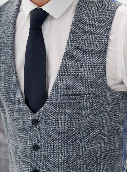 Marc Darcy Kris - Sky Blue Tweed Three Piece Suit