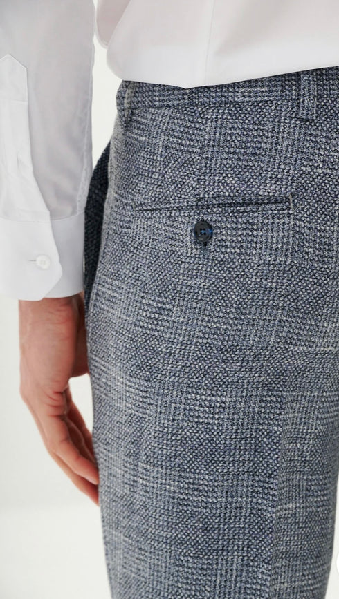 Marc Darcy Kris - Sky Blue Tweed Three Piece Suit