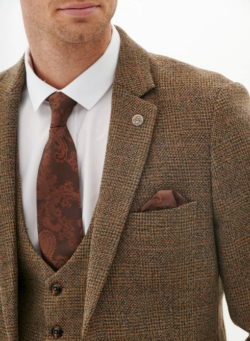 Marc Darcy Kris - Tan Tweed Three Piece Suit