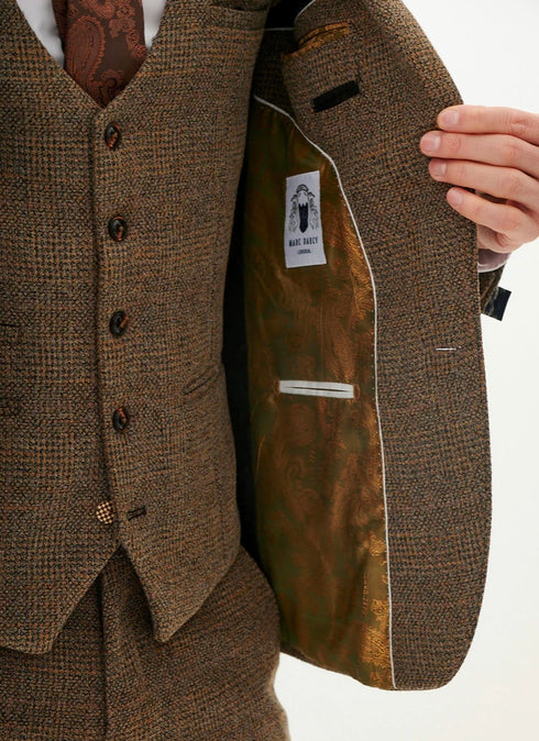 Marc Darcy Kris - Tan Tweed Three Piece Suit