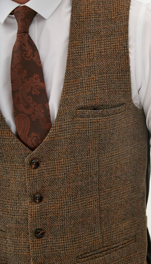 Marc Darcy Kris - Tan Tweed Three Piece Suit