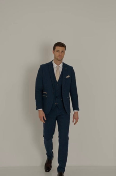 Marc Darcy Dion - Blue Tweed Check Three Piece Suit