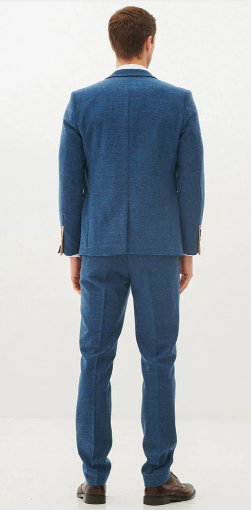 Marc Darcy Dion - Blue Tweed Check Three Piece Suit