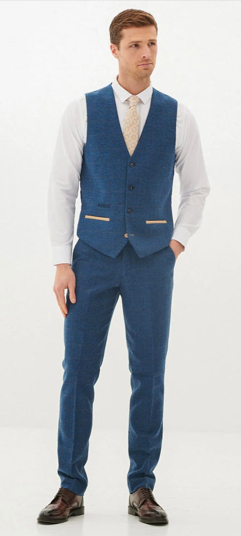 Marc Darcy Dion - Blue Tweed Check Three Piece Suit