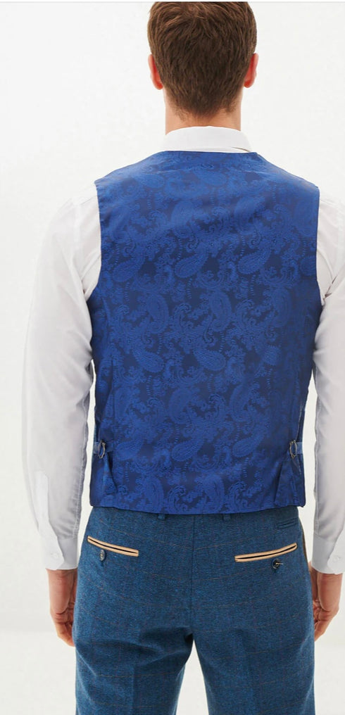 Marc Darcy Dion - Blue Tweed Check Three Piece Suit