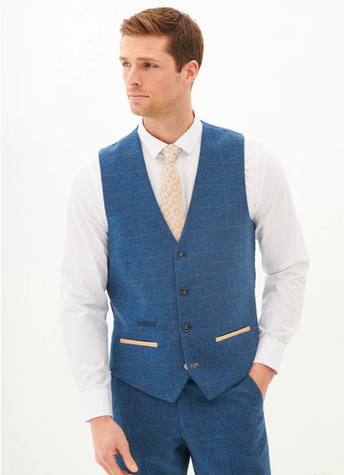 Marc Darcy Dion - Blue Tweed Check Three Piece Suit
