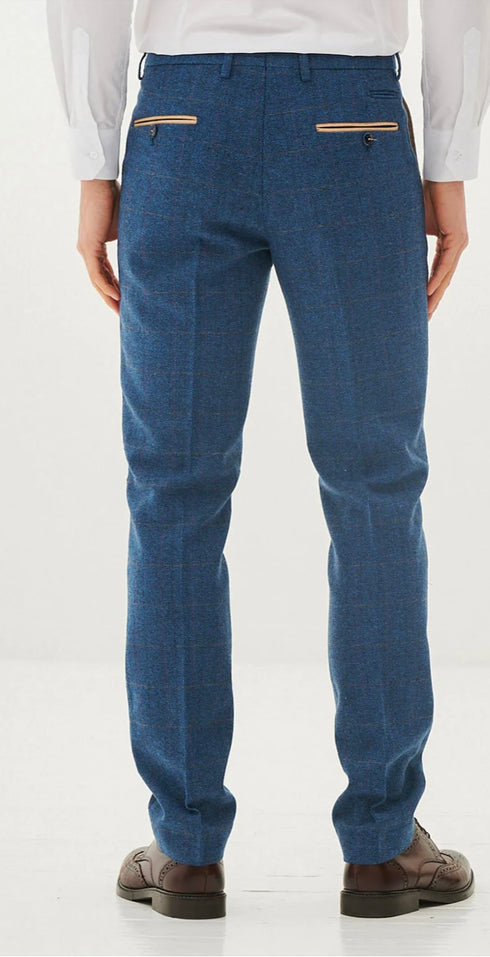 Marc Darcy Dion - Blue Tweed Check Three Piece Suit