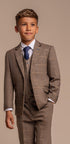 Cavani Boys Albert Brown Tweed Check 3 Piece Suit