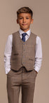 Cavani Boys Albert Brown Tweed Check 3 Piece Suit