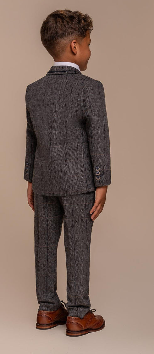 Cavani Boys Albert Grey Tweed Check Suit