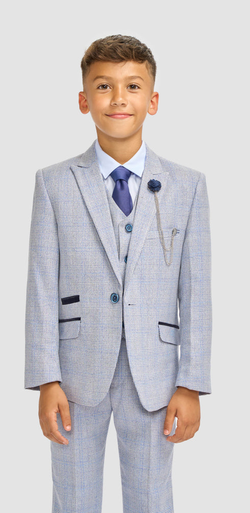 Cavani Boys Caridi Sky Three Piece Suit