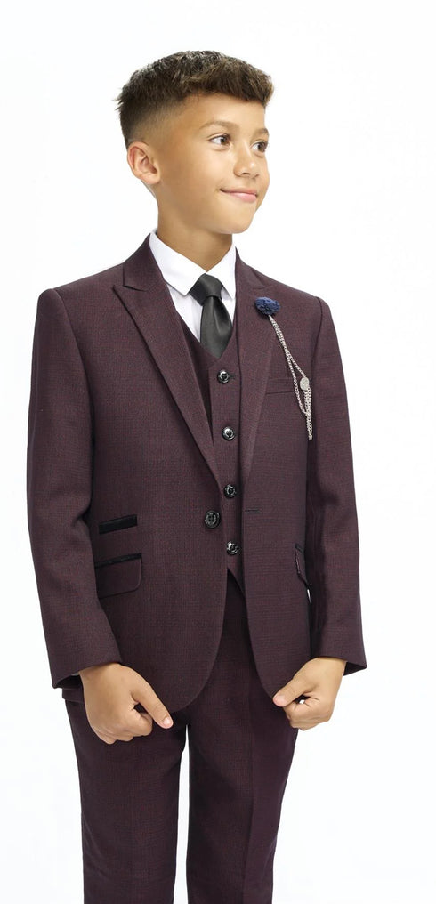 Cavani Boys Caridi Wine Three Piece Suit
