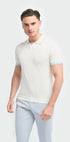 Enrico Ecru Open Neck Knitted Polo Shirt