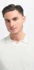 Enrico Ecru Open Neck Knitted Polo Shirt