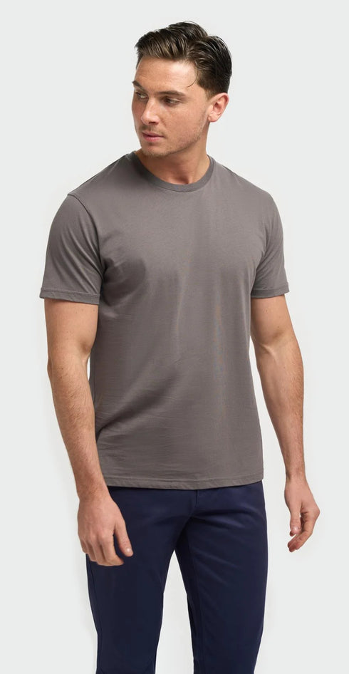 Sanchez Charcoal Pure Cotton Stretch Fit Crew Neck T-Shirt