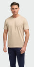 Sanchez Beige Pure Cotton Stretch Fit Crew Neck T-Shirt