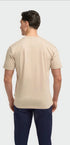 Sanchez Beige Pure Cotton Stretch Fit Crew Neck T-Shirt