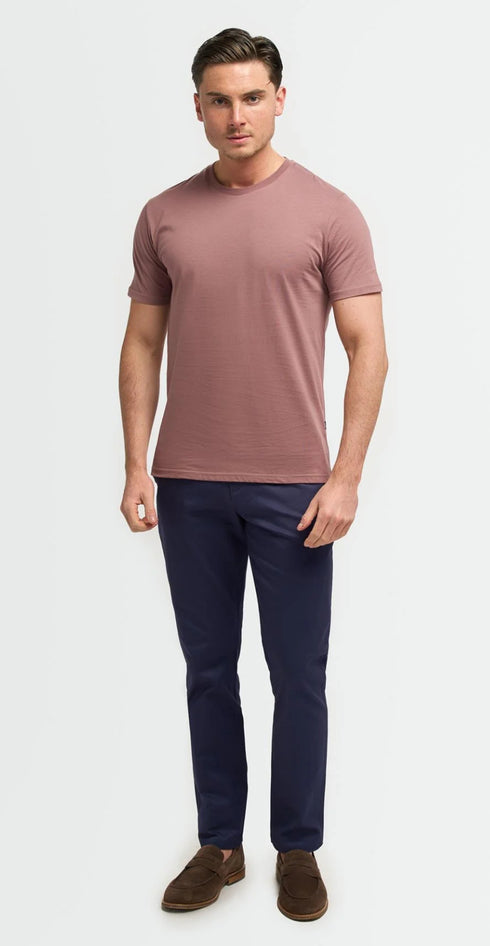 Sanchez Mauve Pure Cotton Stretch Fit Crew Neck T-Shirt