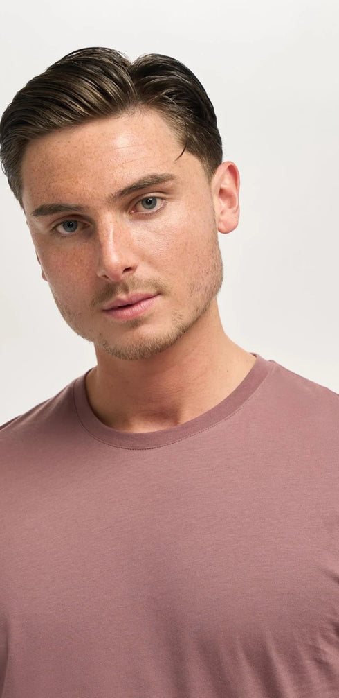Sanchez Mauve Pure Cotton Stretch Fit Crew Neck T-Shirt